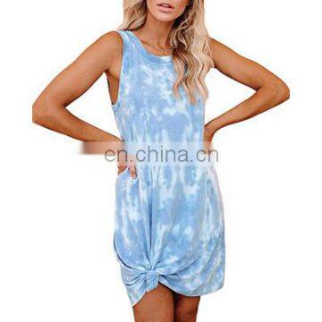 2020 New Wish Explosion Models European and American Women's Tie-dye Printed Loose Vest Dress Factory Direct Sales photo-4