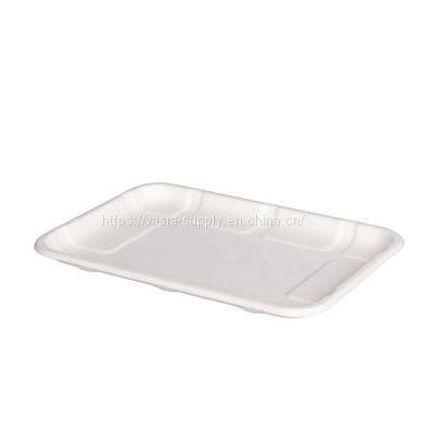 Eco Friendly Factory Direct Bagasse Rectangle Tray Disposable Tableware Multi-use Serving Platter Food Tray photo-2