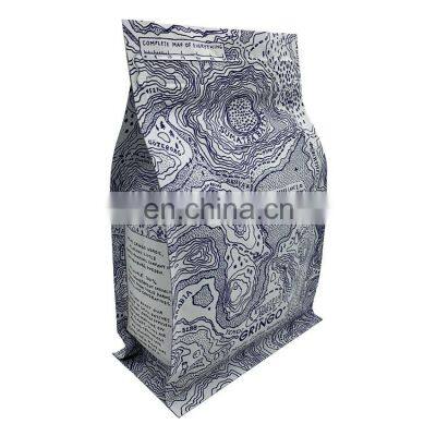 High quality recycle flat bottom aluminium foil coffee food packaging zipper  bags with valve