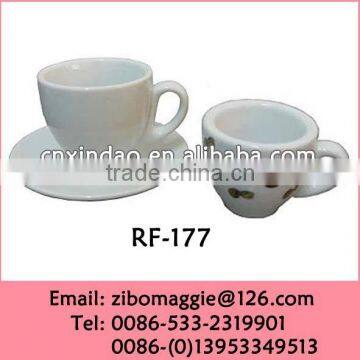 Zibo Made Promotion Espresso Ceramic Plain White Coffee Cups and Saucers with Good Quality for Sublimation