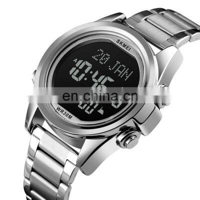 2020 New function Skmei 1667 Qibla watch for Middle East most popular stainless steel digital watches waterproof 3 ATM