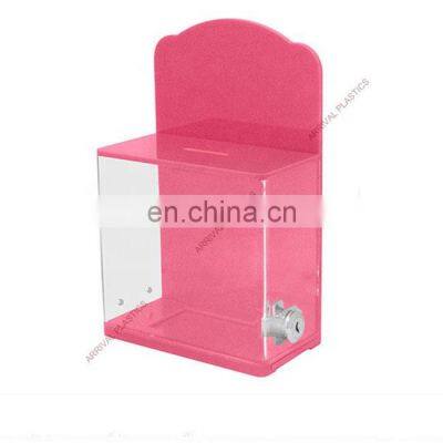 High Quality Locked Donation Box with Back Wall Curved Display Area For Fundraising DonationTicket Collection Box