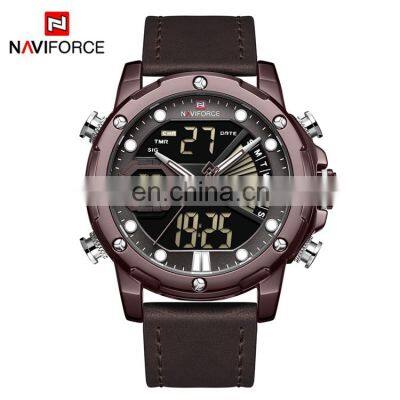 NAVIFORCE NF9172 Man Dual Display Quartz Digital Watches Leather Light Date Time Men Wrist Watch Whosale