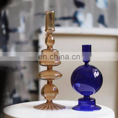 Nordic INS Kerzenhalter Glass Hurricane Candle Holders Crafts Ornaments Candlestick Glass Candle Holders in Bulk for Home Decor photo-3