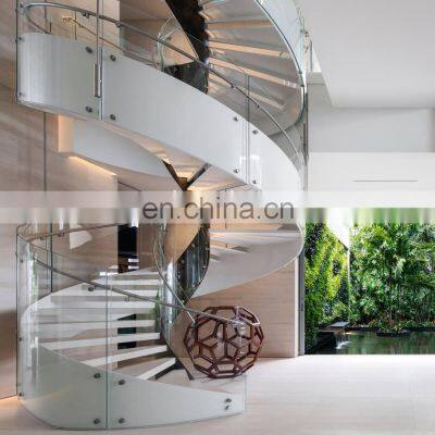 Apartment S.s.304 Stainless Steel Spiral With Wooden Floating Staircase photo-5