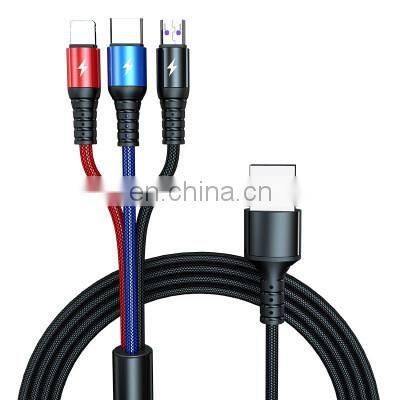 wholesale data cable Type C Fast charging cable 3 in 1 USB cable for iphone