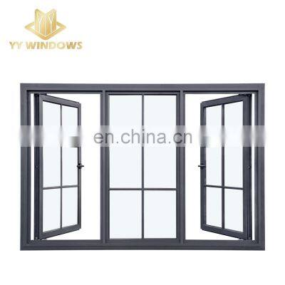 USA house villa NFRC high energy efficiency performance triple glass aluminum french casement windows