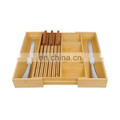 Multifunctional Expandable Bamboo Kitchen Silverware Drawer Organizer Adjustable Utensil Cutlery Organizer Tray photo-4
