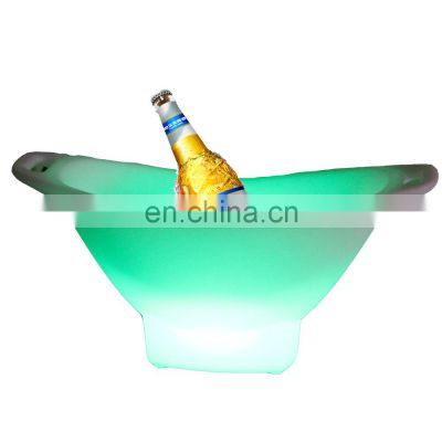 Customized Logo Bar KTV Champagne Beer Led Ice Bucket Portable Party Use Led Rechargeable Cooler Glowing Plastic LED ice bucket