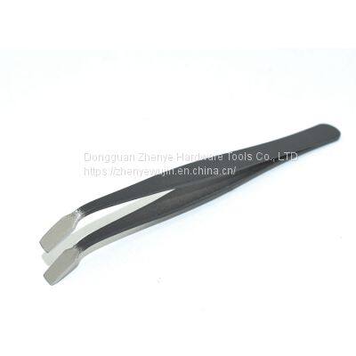 Black Anti-static Flat Head Tweezers 34A Antimagnetic Acid Proof Fine Stainless Steel Tweezers Stamp Clip photo-2