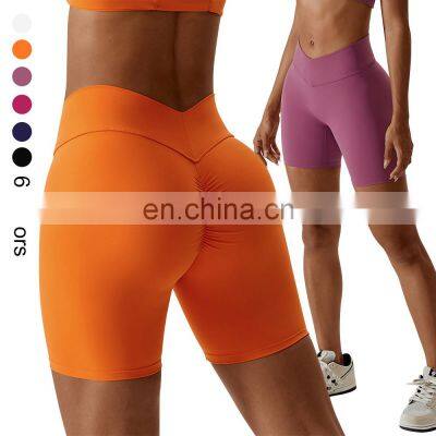 Athletic Wholesale Butt Lift V Shape Sportswear Yoga Shorts Sexy Customize Plus Size High Waist Sports Fitness Women Yoga Shorts