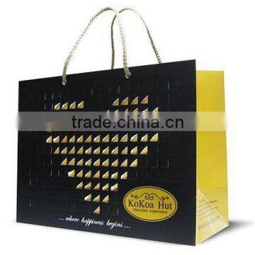 glossy black paper shopping bag, custom made fancy shopping bags