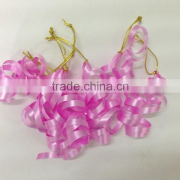 30" long with 12 tips Curly Ribbon , 12" long Curly Bow with Elastic in 6mm wide ribbon