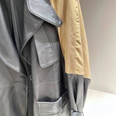 Genuine Leather Jacket Sheepskin Splicing Fabric 2024 Autumn New Jacket Women's Fashion Trendy Windbreaker Mid-length photo-4