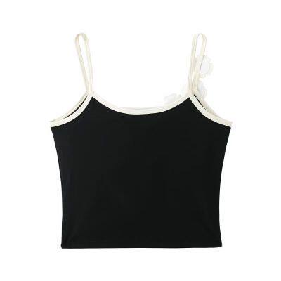 Spring New European and American Style Belt Chest Cushion Strap Three Dimensional Flower Decorative Tank Top