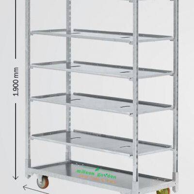 Danish Metal Steel Greenhouse Flower Transport Trolleys Hot DIP Galvanized Plant Shipping Trolley