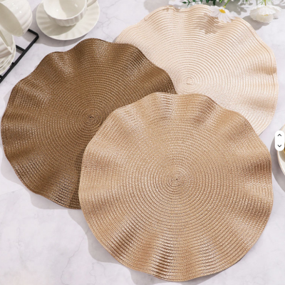 Wave Edge HOME COLLECTION Round 15 Inch Braided Woven Polypropylene Plastic Placemats (green ), Set of 4 photo-5