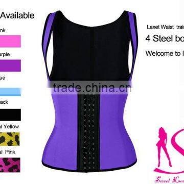 2016New Arrival Top Selling 3 Hooks Latex Black Vest Waist Cincher Wholesale For Women And Man