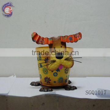 novelty design metal dog shape garden flower pot for home decoration