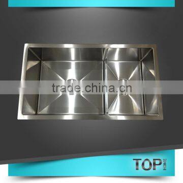 Stainless steel double drain board kitchen sink