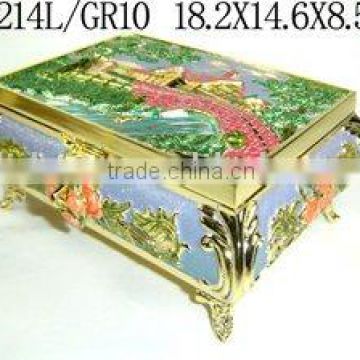 Elegant Square Enamel Metal Jewelry Box