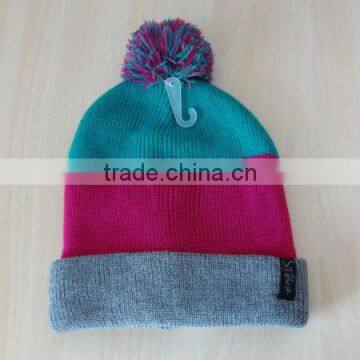 Factory Price!!!designer custom knitted pom beanie hat