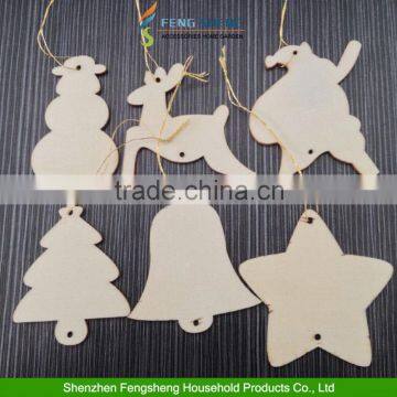 60pcs Wooden Christmas Xmas Tree Hanger Decorations Reindeer Snowman Santa Bell