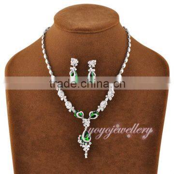 Wholesale women accessories emerald stone gold plated bridal jewelry set