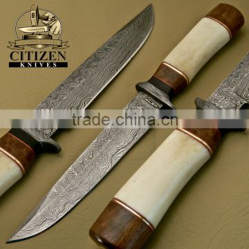 CITIZEN KNIVES, BEAUTIFUL CUSTOM HAND MADE DAMASCUS STEEL HUNTING KNIFE