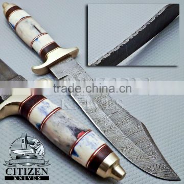 CITIZEN KNIVES, BEAUTIFUL CUSTOM HAND MADE DAMASCUS STEEL HUNTING KNIFE