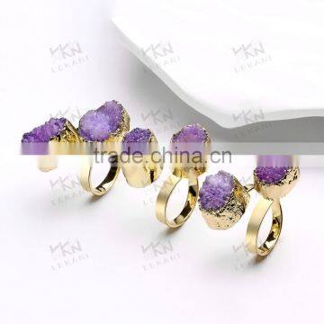 Purple Double Natural Stone Gold Ring Designs for Men photo-5