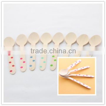 Disposable Spoon Polka Dot Wooden Cutlery