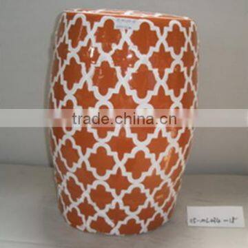 Chinese orange ceramic garden stool