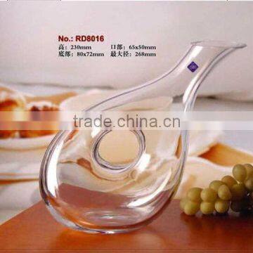 Clear Glass pitcher for drinking of oblique bottom