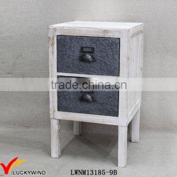 Solid Wood Handmade Wood Small Cabinet with 2 Zinc Drawers