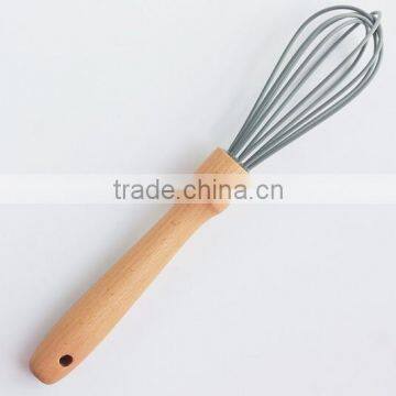 Hot Sale Silicone Whisk With Wooden Handle Silicone Kitchen Utensils for Blending, Whisking, Beating & Stirring