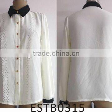 Ladies fashion white chiffon office blouses