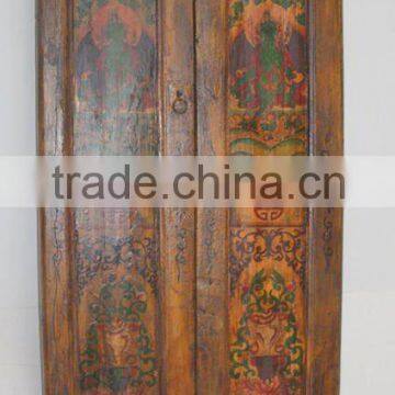 Old Chinese Antique Tibet Elm Hand Painted Doors