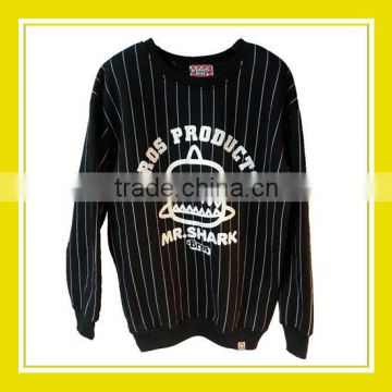 2016 Fashion Products Bros Mr Shark Unisex Printed Long Sleeve White Stripes Black Sweater