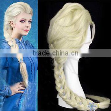 Princess Frozen Snow Queen Elsa Weaving Braid Light Blonde Cosplay Wig W399