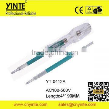 YT-0412A AC100-500V Crystall handle electrometric screwdriver electrial tester pen