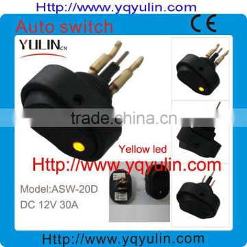 china feature 12mm yellow led car switch 12VDC 30A fast delivery