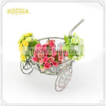 Home Deco White Round Flower Planter Metal Plant Pot Holder photo-3
