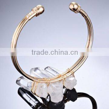 Quartz Crystal Druzy Stones Wire Fixed Cuff Bracelet photo-4