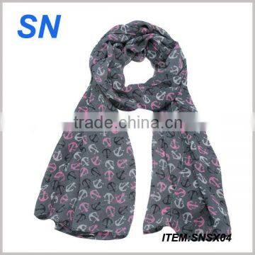 2014 fashion new anchor print chiffon scarf