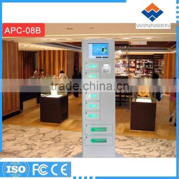 Banknotes Operated Vending Kiosk digital signage phone charging station locker APC-08B