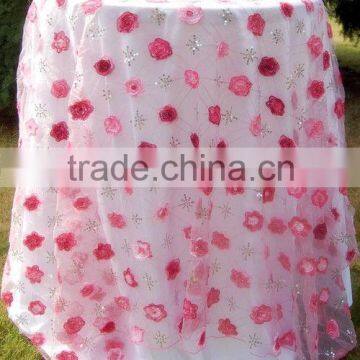 Elegant organza embroidered tablecloth,overlay,wedding table cloth