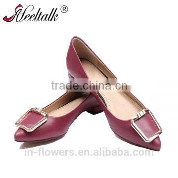 Pointed toe genuine leather fashion women shoes flat