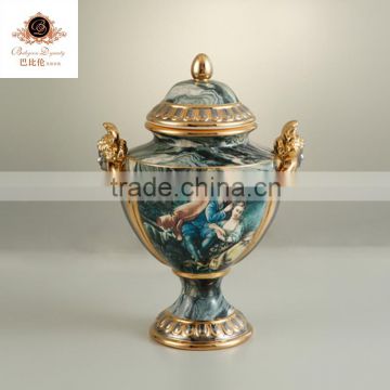 Good qaulity cute large colorful ceramic vase tureen with lid