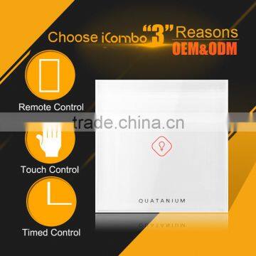 Quatanium tempered glass 1 gang 1way White Wall Electric zigbee Smart Home automation wifi Touch Switch remote control